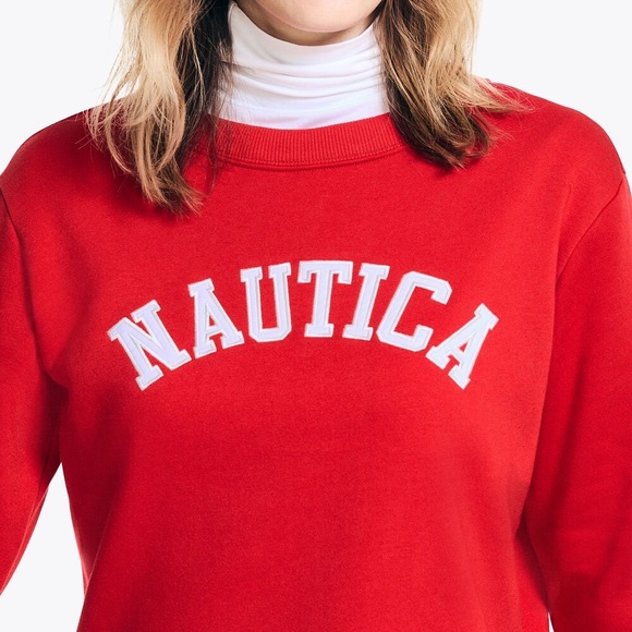 Nautica Logo Crewneck Sweatshirt Large Red Tomales- Large NEW - Picture 3 of 7